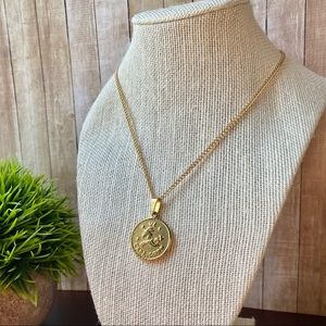 Capricorn Zodiac Medallion Coin Pendant Necklace